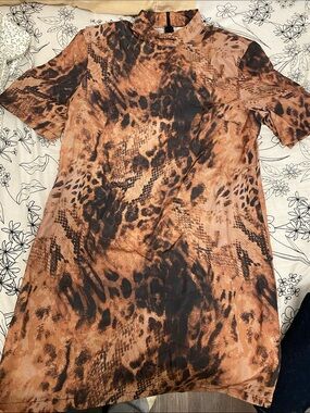 Missguided+ Brown and Black Animal Print Short Dress